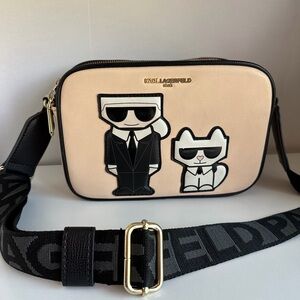 Karl Lagerfeld Black and Beige Belt Bag